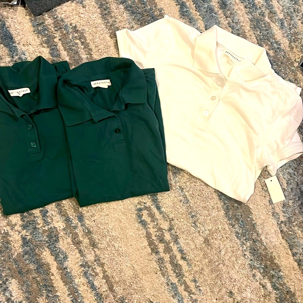 3 Aeropostale school uniform polo shirts size medium girls